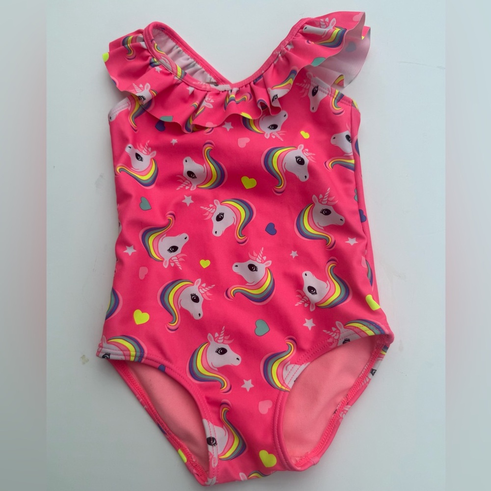 H&M Unicorn Ruffle One-Piece Swimsuit | Pink | Size 1.5-2Y (92)
